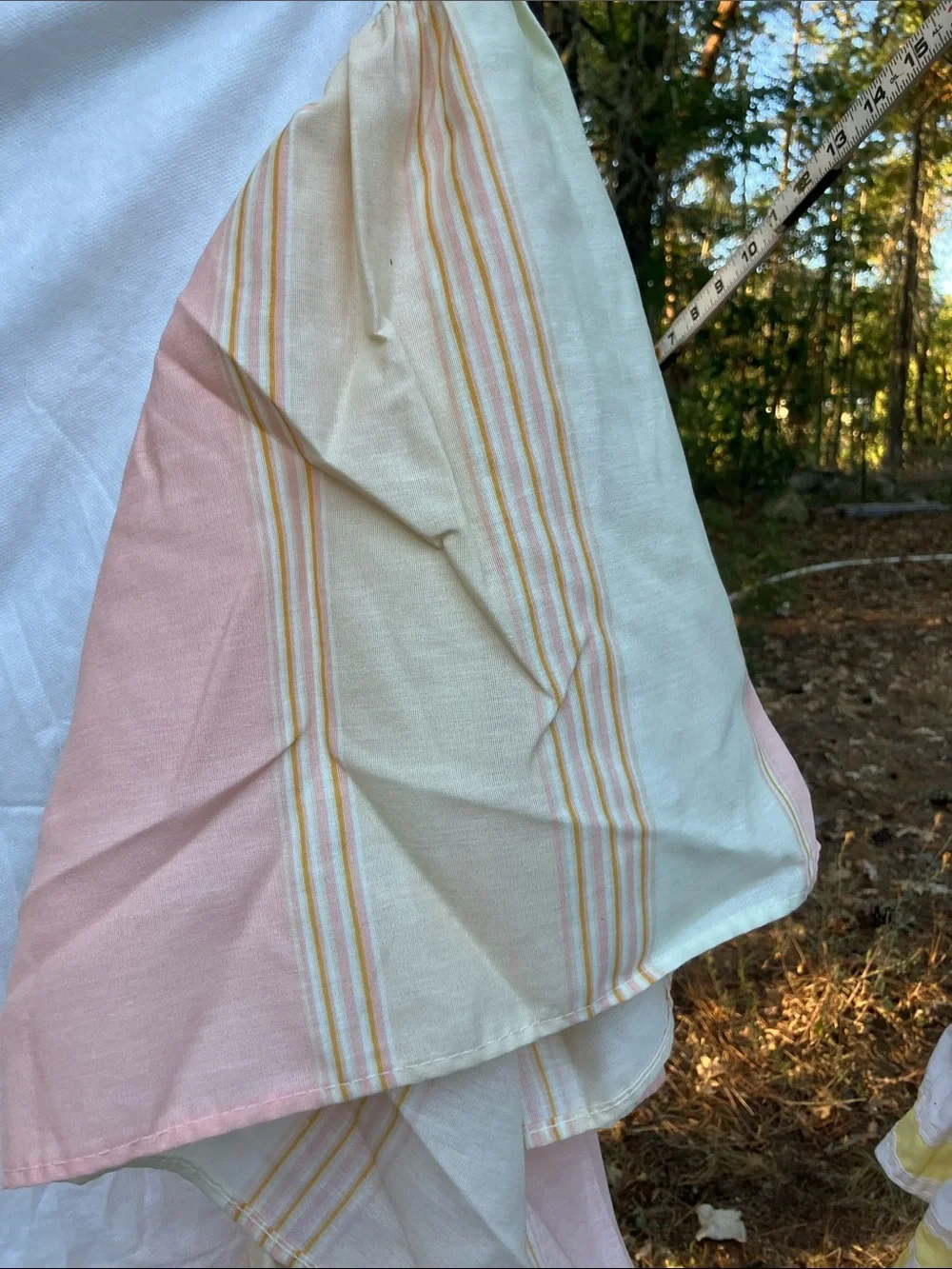 Pastel striped Full bed skirt and two pillow sham covers set made in USA